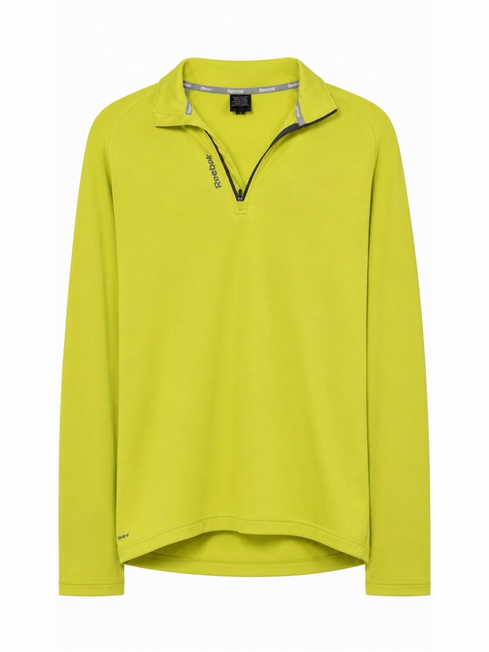 Reebok PlayDry 1/4 Zip Pullover Neon Yellow Running Shirt Mens Large